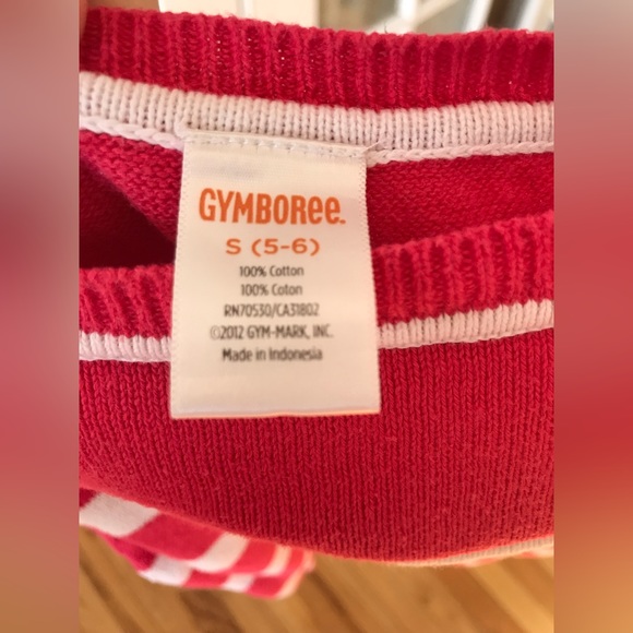Gymboree size 5-6 yrs reddish pink striped sweater - 2 buttons on one shoulder. - Picture 5 of 5